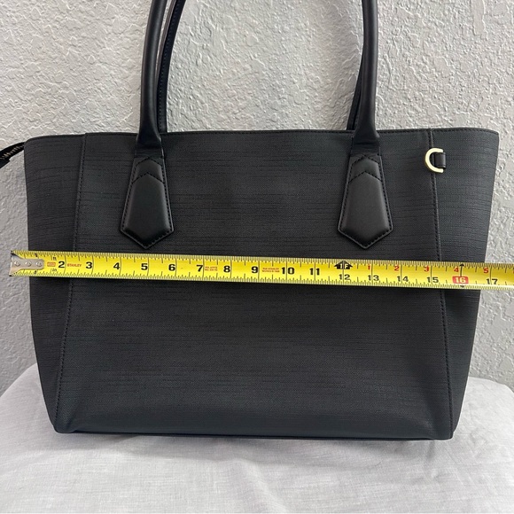 Dagne Dover Black Structured Work Tote Gold Hardware Laptop Bag - Picture 15 of 16